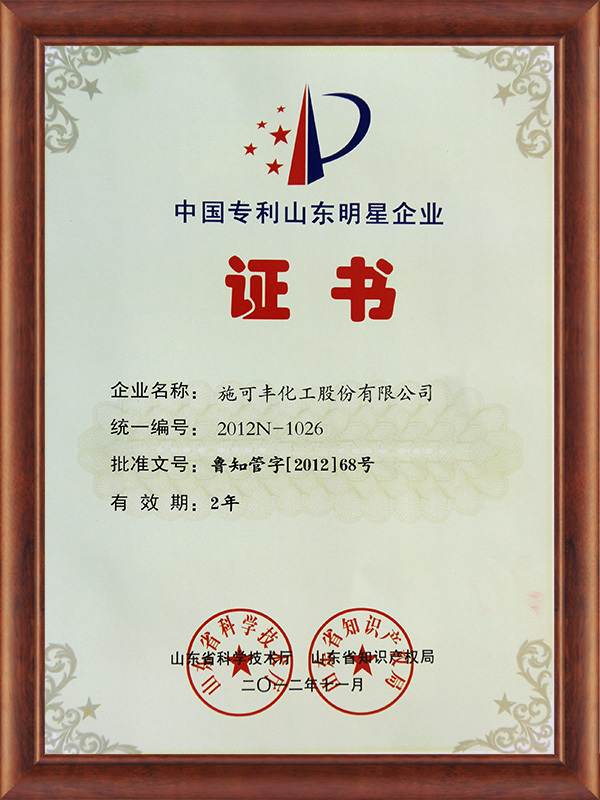 Chinese Patent Shandong Star Enterprise